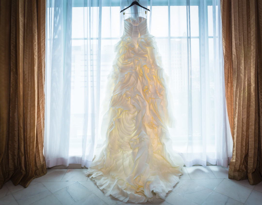 Full length wedding dress light pained by Alfredo Valentine Couture Bridal Photography for Westin Colonnade Coral Gables Wedding
